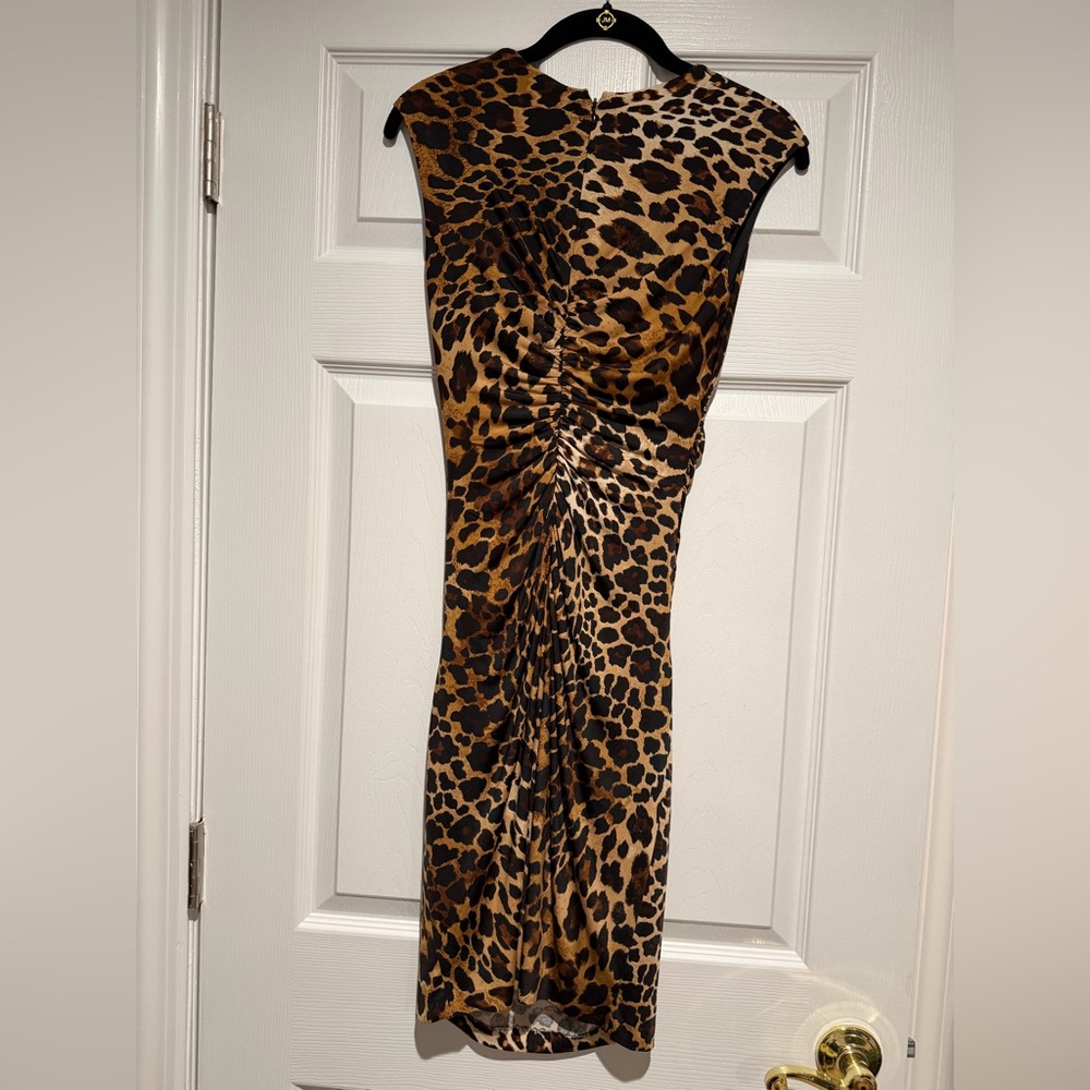 Cache Leopard-Print Ruched Midi Dress - Brown & Black
